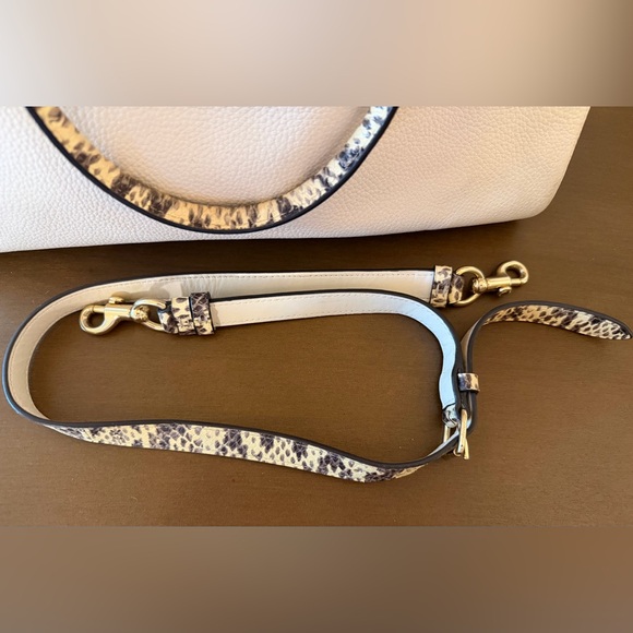 Coach Cream Mia Satchel with Animal Print Handles and Crossbody Strap - Picture 12 of 16